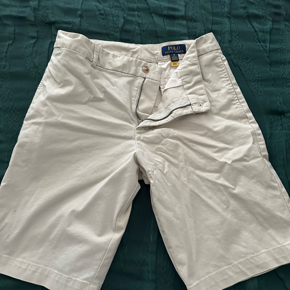 Polo by Ralph Lauren Men's Cream Flat Front Shorts